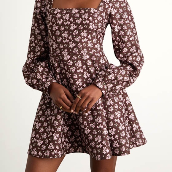 Lulus Dresses & Skirts - Lulus Daily Affection Brown Floral Corduroy Mini Dress With Pockets - Size XL